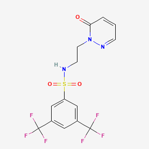 molecular formula C14H11F6N3O3S B2792797 N-(2-(6-oxopyridazin-1(6H)-yl)ethyl)-3,5-bis(trifluoromethyl)benzenesulfonamide CAS No. 1021206-50-7