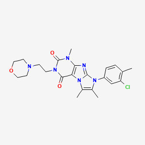 molecular formula C23H27ClN6O3 B2792811 8-(3-chloro-4-methylphenyl)-1,6,7-trimethyl-3-(2-morpholinoethyl)-1H-imidazo[2,1-f]purine-2,4(3H,8H)-dione CAS No. 904372-61-8