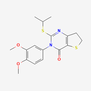 3-(3,4-Dimethoxyphenyl)-2-propan-2-ylsulfanyl-6,7-dihydrothieno[3,2-d]pyrimidin-4-one
