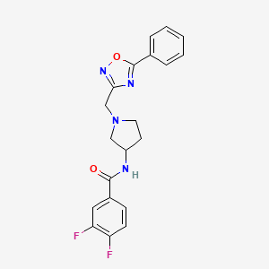 molecular formula C20H18F2N4O2 B2792836 3,4-difluoro-N-{1-[(5-phenyl-1,2,4-oxadiazol-3-yl)methyl]pyrrolidin-3-yl}benzamide CAS No. 1396868-64-6