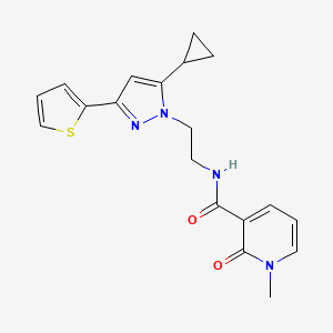 molecular formula C19H20N4O2S B2792837 N-(2-(5-cyclopropyl-3-(thiophen-2-yl)-1H-pyrazol-1-yl)ethyl)-1-methyl-2-oxo-1,2-dihydropyridine-3-carboxamide CAS No. 1797976-35-2
