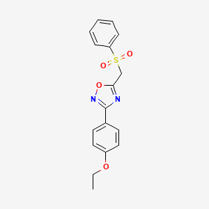 molecular formula C17H16N2O4S B2792840 3-(4-Ethoxyphenyl)-5-((phenylsulfonyl)methyl)-1,2,4-oxadiazole CAS No. 1105224-37-0