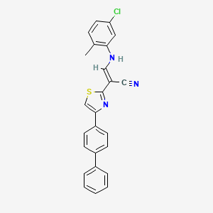 (E)-2-(4-([1,1'-biphenyl]-4-yl)thiazol-2-yl)-3-((5-chloro-2-methylphenyl)amino)acrylonitrile