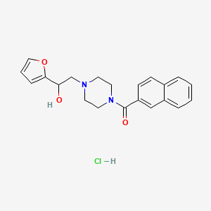 molecular formula C21H23ClN2O3 B2792854 (4-(2-(Furan-2-yl)-2-hydroxyethyl)piperazin-1-yl)(naphthalen-2-yl)methanone hydrochloride CAS No. 1396849-39-0