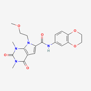 molecular formula C20H22N4O6 B2792857 N-(2,3-dihydro-1,4-benzodioxin-6-yl)-7-(2-methoxyethyl)-1,3-dimethyl-2,4-dioxo-1H,2H,3H,4H,7H-pyrrolo[2,3-d]pyrimidine-6-carboxamide CAS No. 1021059-25-5