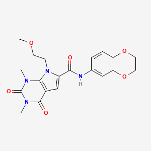 molecular formula C20H22N4O6 B2792857 N-(2,3-dihydrobenzo[b][1,4]dioxin-6-yl)-7-(2-methoxyethyl)-1,3-dimethyl-2,4-dioxo-2,3,4,7-tetrahydro-1H-pyrrolo[2,3-d]pyrimidine-6-carboxamide CAS No. 1021059-25-5
