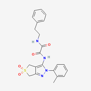 molecular formula C22H22N4O4S B2792863 N-[2-(2-methylphenyl)-5,5-dioxo-2H,4H,6H-5lambda6-thieno[3,4-c]pyrazol-3-yl]-N'-(2-phenylethyl)ethanediamide CAS No. 899994-98-0