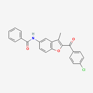 molecular formula C23H16ClNO3 B2792879 N-[2-(4-chlorobenzoyl)-3-methyl-1-benzofuran-5-yl]benzamide CAS No. 923679-50-9