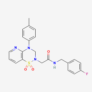 molecular formula C22H21FN4O3S B2792903 2-(1,1-dioxido-4-(p-tolyl)-3,4-dihydro-2H-pyrido[2,3-e][1,2,4]thiadiazin-2-yl)-N-(4-fluorobenzyl)acetamide CAS No. 1251596-32-3