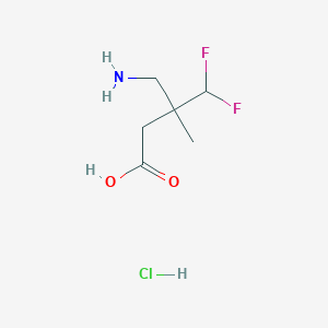 molecular formula C6H12ClF2NO2 B2792913 3-(Aminomethyl)-4,4-difluoro-3-methylbutanoic acid;hydrochloride CAS No. 2377032-87-4