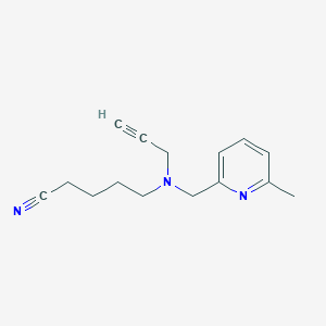 molecular formula C15H19N3 B2792919 5-[(6-Methylpyridin-2-yl)methyl-prop-2-ynylamino]pentanenitrile CAS No. 1436045-17-8