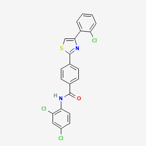 molecular formula C22H13Cl3N2OS B2792925 4-[4-(2-chlorophenyl)-1,3-thiazol-2-yl]-N-(2,4-dichlorophenyl)benzamide CAS No. 338396-98-8