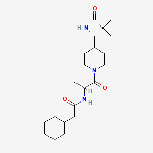 molecular formula C21H35N3O3 B2792935 2-Cyclohexyl-n-{1-[4-(3,3-dimethyl-4-oxoazetidin-2-yl)piperidin-1-yl]-1-oxopropan-2-yl}acetamide CAS No. 1953491-39-8