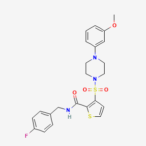 molecular formula C23H24FN3O4S2 B2792994 N-[(4-fluorophenyl)methyl]-3-{[4-(3-methoxyphenyl)piperazin-1-yl]sulfonyl}thiophene-2-carboxamide CAS No. 1251625-76-9