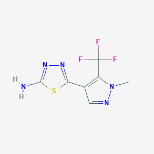 molecular formula C7H6F3N5S B2792998 5-[1-methyl-5-(trifluoromethyl)-1H-pyrazol-4-yl]-1,3,4-thiadiazol-2-amine CAS No. 1946813-75-7