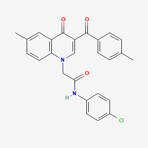 molecular formula C26H21ClN2O3 B2793037 N-(4-chlorophenyl)-2-[6-methyl-3-(4-methylbenzoyl)-4-oxo-1,4-dihydroquinolin-1-yl]acetamide CAS No. 895650-62-1