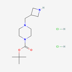 molecular formula C13H27Cl2N3O2 B2793052 Tert-butyl 4-(azetidin-3-ylmethyl)piperazine-1-carboxylate;dihydrochloride CAS No. 2470438-11-8