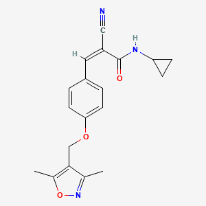 molecular formula C19H19N3O3 B2793056 (Z)-2-Cyano-N-cyclopropyl-3-[4-[(3,5-dimethyl-1,2-oxazol-4-yl)methoxy]phenyl]prop-2-enamide CAS No. 1099323-49-5