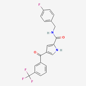 molecular formula C20H14F4N2O2 B2793076 N-[(4-fluorophenyl)methyl]-4-[3-(trifluoromethyl)benzoyl]-1H-pyrrole-2-carboxamide CAS No. 439111-42-9