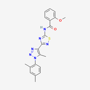 molecular formula C21H20N6O2S B2793091 N-{3-[1-(2,4-dimethylphenyl)-5-methyl-1H-1,2,3-triazol-4-yl]-1,2,4-thiadiazol-5-yl}-2-methoxybenzamide CAS No. 932300-41-9