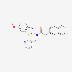 molecular formula C27H23N3O2S B2793144 N-(6-ethoxy-1,3-benzothiazol-2-yl)-2-(naphthalen-2-yl)-N-[(pyridin-3-yl)methyl]acetamide CAS No. 955851-33-9