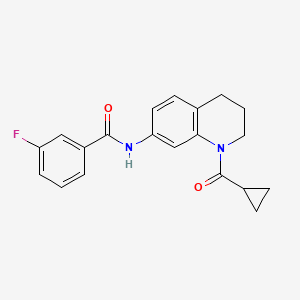 molecular formula C20H19FN2O2 B2793172 N-(1-cyclopropanecarbonyl-1,2,3,4-tetrahydroquinolin-7-yl)-3-fluorobenzamide CAS No. 898439-19-5