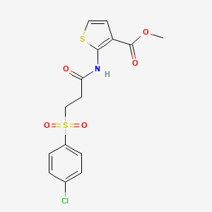 molecular formula C15H14ClNO5S2 B2793246 methyl 2-[3-(4-chlorobenzenesulfonyl)propanamido]thiophene-3-carboxylate CAS No. 895466-11-2