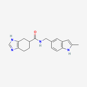 molecular formula C18H20N4O B2793288 N-((2-methyl-1H-indol-5-yl)methyl)-4,5,6,7-tetrahydro-1H-benzo[d]imidazole-5-carboxamide CAS No. 2034484-90-5
