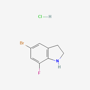 molecular formula C8H8BrClFN B2793324 5-bromo-7-fluoro-2,3-dihydro-1H-indole hydrochloride CAS No. 1803605-18-6