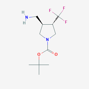 molecular formula C11H19F3N2O2 B2793328 rac-tert-butyl(3R,4S)-3-(aminomethyl)-4-(trifluoromethyl)pyrrolidine-1-carboxylate CAS No. 2157792-78-2
