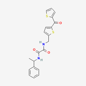 molecular formula C20H18N2O3S2 B2793331 N'-(1-phenylethyl)-N-{[5-(thiophene-2-carbonyl)thiophen-2-yl]methyl}ethanediamide CAS No. 1797599-78-0