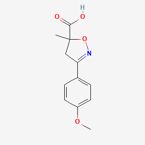 molecular formula C12H13NO4 B2793348 3-(4-Methoxyphenyl)-5-methyl-4,5-dihydroisoxazole-5-carboxylic acid CAS No. 878427-26-0