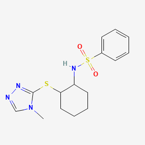 molecular formula C15H20N4O2S2 B2793360 N-{2-[(4-methyl-4H-1,2,4-triazol-3-yl)sulfanyl]cyclohexyl}benzenesulfonamide CAS No. 379727-51-2