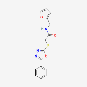 molecular formula C15H13N3O3S B2793395 N-[(furan-2-yl)methyl]-2-[(5-phenyl-1,3,4-oxadiazol-2-yl)sulfanyl]acetamide CAS No. 551933-57-4