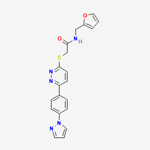 molecular formula C20H17N5O2S B2793424 N-[(furan-2-yl)methyl]-2-({6-[4-(1H-pyrazol-1-yl)phenyl]pyridazin-3-yl}sulfanyl)acetamide CAS No. 1003156-72-6