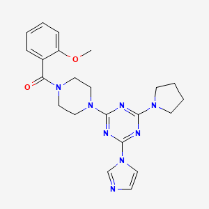 (4-(4-(1H-imidazol-1-yl)-6-(pyrrolidin-1-yl)-1,3,5-triazin-2-yl)piperazin-1-yl)(2-methoxyphenyl)methanone