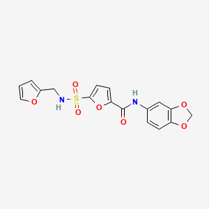 molecular formula C17H14N2O7S B2793450 N-(2H-1,3-benzodioxol-5-yl)-5-{[(furan-2-yl)methyl]sulfamoyl}furan-2-carboxamide CAS No. 1172487-47-6