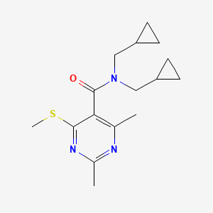 molecular formula C16H23N3OS B2793451 N,N-bis(cyclopropylmethyl)-2,4-dimethyl-6-(methylsulfanyl)pyrimidine-5-carboxamide CAS No. 1384662-86-5