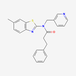 molecular formula C23H21N3OS B2793452 N-(6-methyl-1,3-benzothiazol-2-yl)-3-phenyl-N-[(pyridin-3-yl)methyl]propanamide CAS No. 895008-52-3