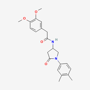 molecular formula C22H26N2O4 B2793468 2-(3,4-dimethoxyphenyl)-N-[1-(3,4-dimethylphenyl)-5-oxopyrrolidin-3-yl]acetamide CAS No. 905680-21-9