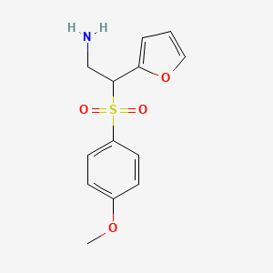 molecular formula C13H15NO4S B2793501 2-(2-Furyl)-2-[(4-methoxyphenyl)sulphonyl]ethylamine CAS No. 903094-86-0