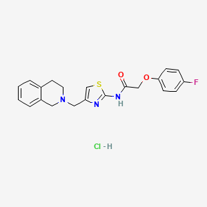 molecular formula C21H21ClFN3O2S B2793506 N-(4-((3,4-dihydroisoquinolin-2(1H)-yl)methyl)thiazol-2-yl)-2-(4-fluorophenoxy)acetamide hydrochloride CAS No. 1216586-76-3