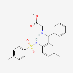 molecular formula C24H26N2O4S B2793507 methyl 2-({[5-methyl-2-(4-methylbenzenesulfonamido)phenyl](phenyl)methyl}amino)acetate CAS No. 312758-78-4