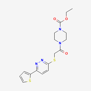 molecular formula C17H20N4O3S2 B2793517 ETHYL 4-(2-{[6-(THIOPHEN-2-YL)PYRIDAZIN-3-YL]SULFANYL}ACETYL)PIPERAZINE-1-CARBOXYLATE CAS No. 872704-13-7