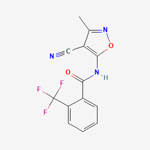molecular formula C13H8F3N3O2 B2793518 N-(4-cyano-3-methyl-1,2-oxazol-5-yl)-2-(trifluoromethyl)benzamide CAS No. 861212-52-4