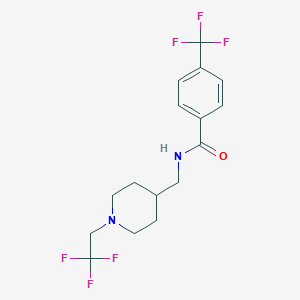 molecular formula C16H18F6N2O B2793523 N-{[1-(2,2,2-trifluoroethyl)piperidin-4-yl]methyl}-4-(trifluoromethyl)benzamide CAS No. 2309575-39-9