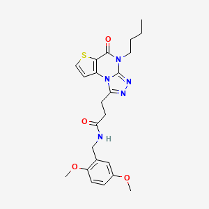 molecular formula C23H27N5O4S B2793532 3-(4-butyl-5-oxo-4,5-dihydrothieno[2,3-e][1,2,4]triazolo[4,3-a]pyrimidin-1-yl)-N-(2,5-dimethoxybenzyl)propanamide CAS No. 1207035-86-6