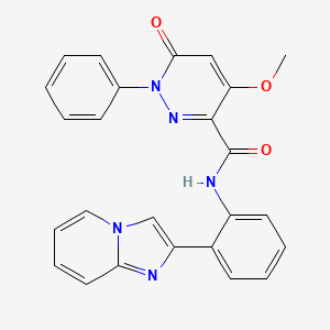 molecular formula C25H19N5O3 B2793538 N-(2-(imidazo[1,2-a]pyridin-2-yl)phenyl)-4-methoxy-6-oxo-1-phenyl-1,6-dihydropyridazine-3-carboxamide CAS No. 1795360-91-6