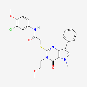 molecular formula C25H25ClN4O4S B2793544 N-(3-chloro-4-methoxyphenyl)-2-{[3-(2-methoxyethyl)-5-methyl-4-oxo-7-phenyl-3H,4H,5H-pyrrolo[3,2-d]pyrimidin-2-yl]sulfanyl}acetamide CAS No. 1111982-38-7