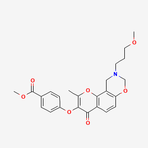 molecular formula C24H25NO7 B2793556 Methyl 4-((9-(3-methoxypropyl)-2-methyl-4-oxo-4,8,9,10-tetrahydrochromeno[8,7-e][1,3]oxazin-3-yl)oxy)benzoate CAS No. 1010926-61-0